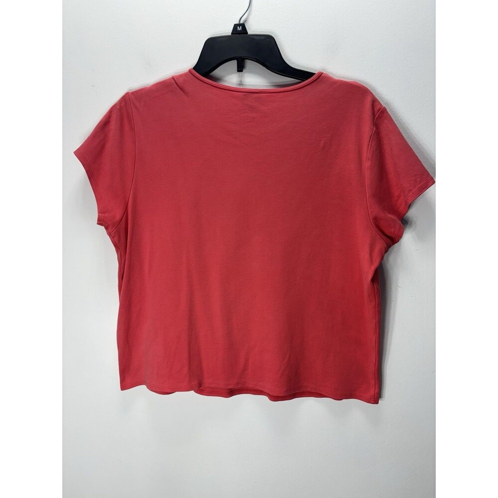 Eileen Fisher Womens Cropped Short Sleeve T-shirt Salmon Pink 100%Cotton Sz L - Picture 8 of 12